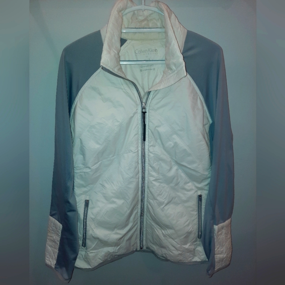 Calvin Klein Performance packable white & gray packable jacket Size 3x GUC